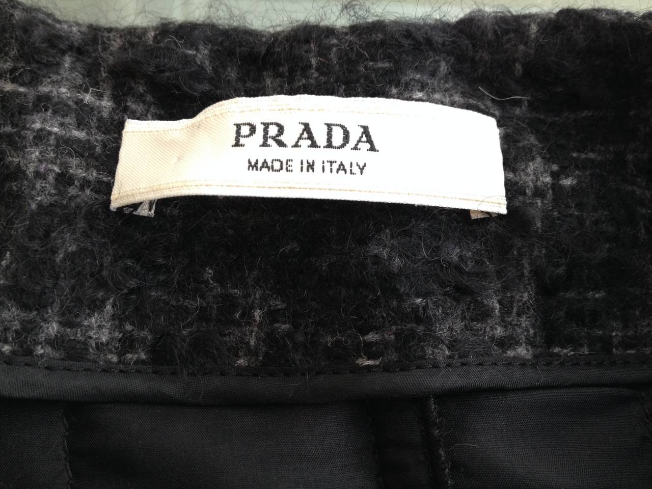Prada Black and Grey Tweed Coat 2