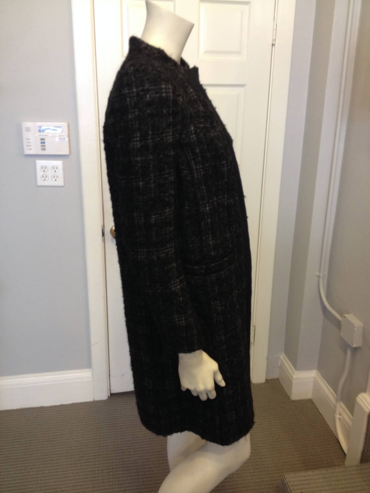 Prada Black and Grey Tweed Coat In Excellent Condition In San Francisco, CA