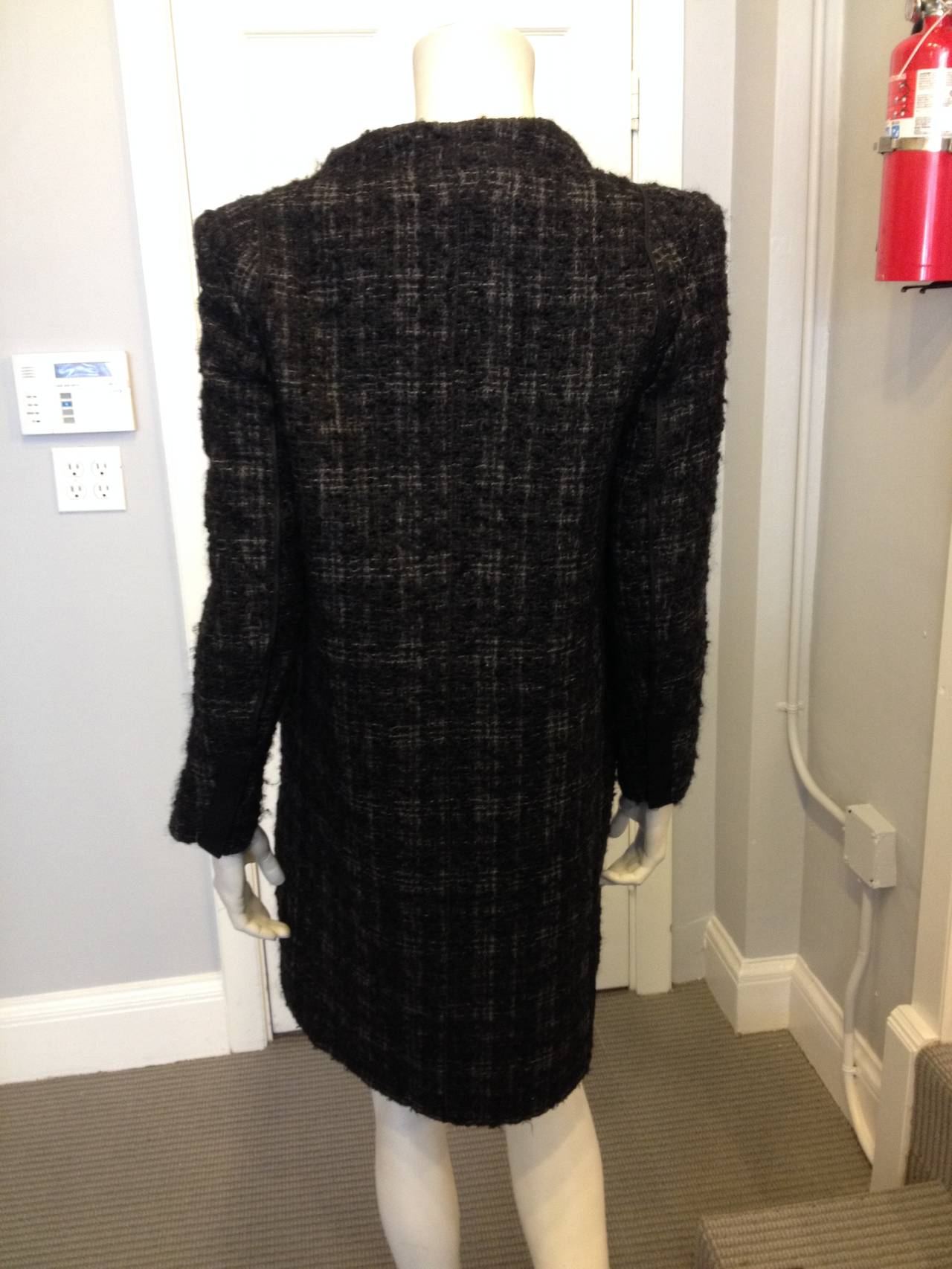 Women's Prada Black and Grey Tweed Coat