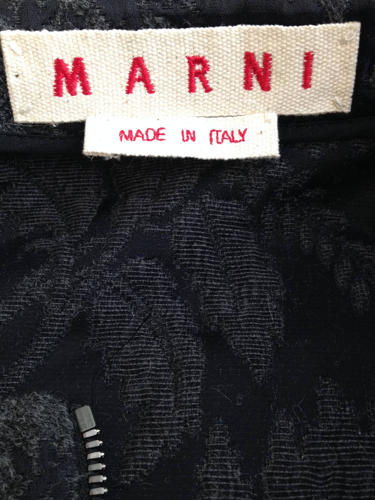 Marni Charcoal Grey and Navy Wool Brocade Jacket 2