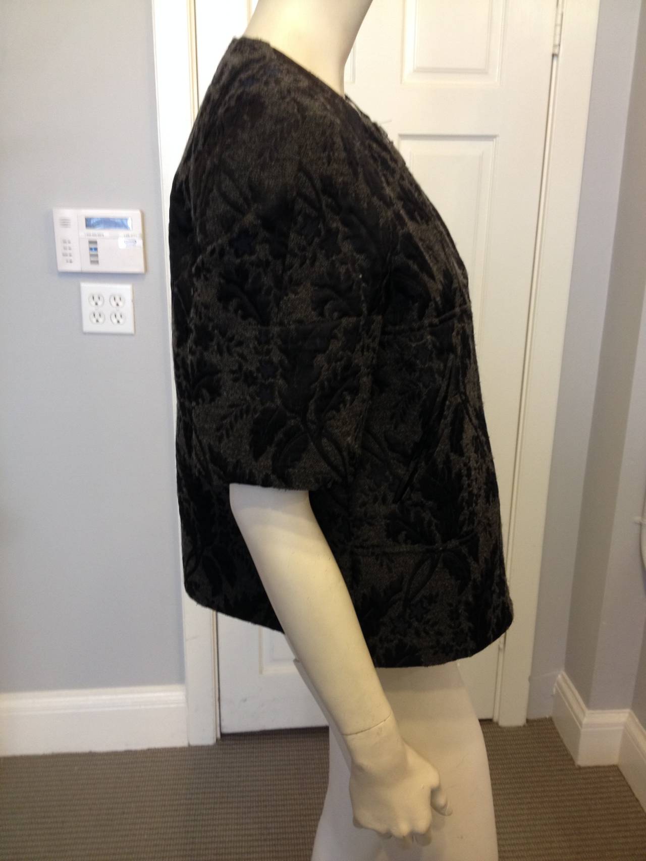 Marni Charcoal Grey and Navy Wool Brocade Jacket In Excellent Condition In San Francisco, CA