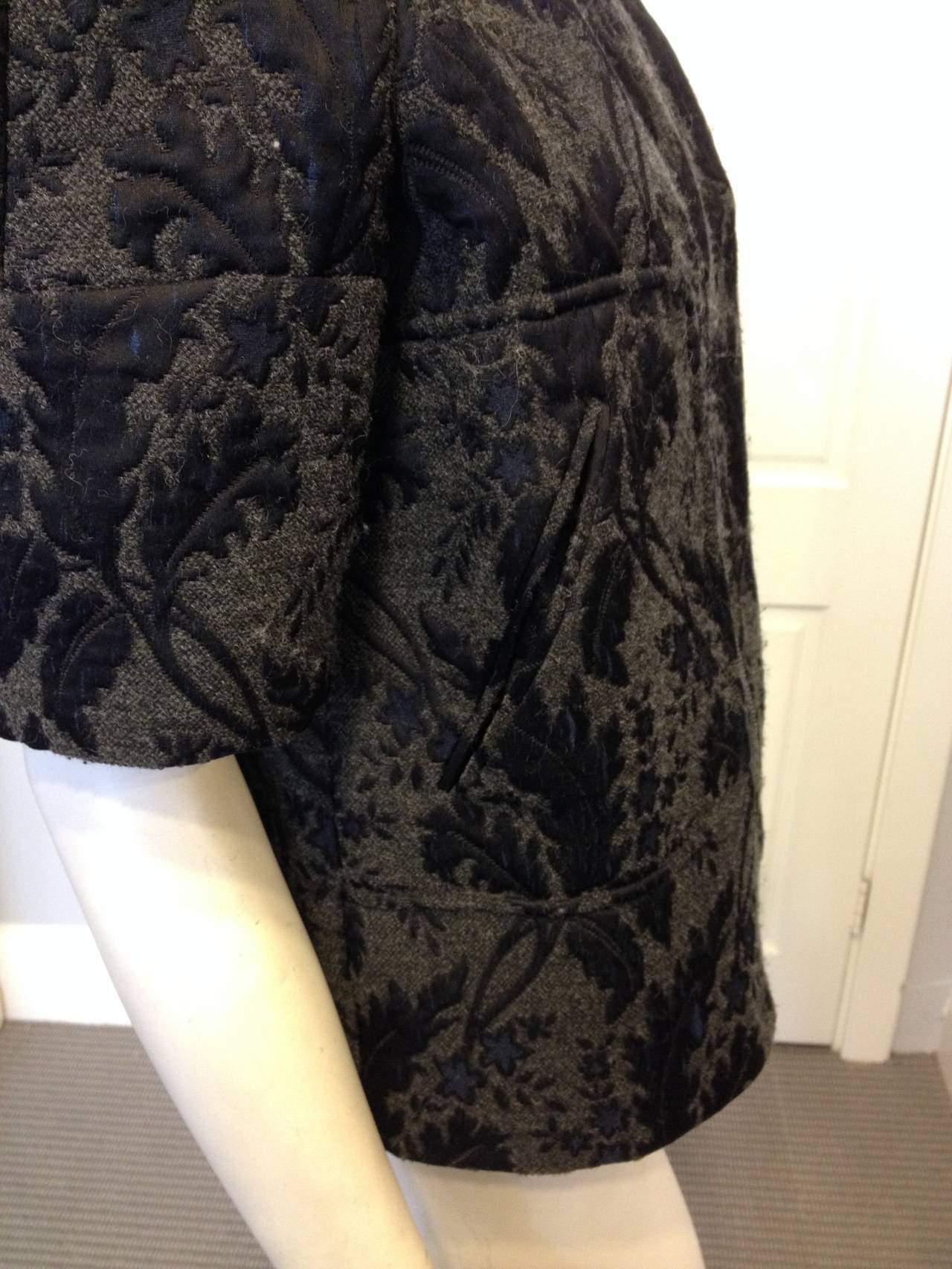 Women's Marni Charcoal Grey and Navy Wool Brocade Jacket