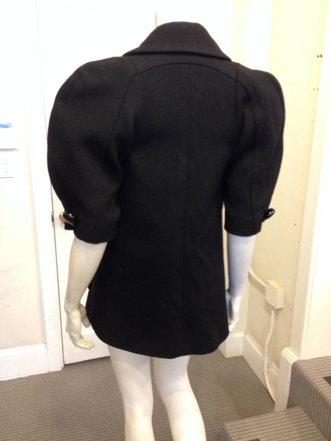 Louis Vuitton Black Wool Short Sleeved Jacket In Excellent Condition In San Francisco, CA