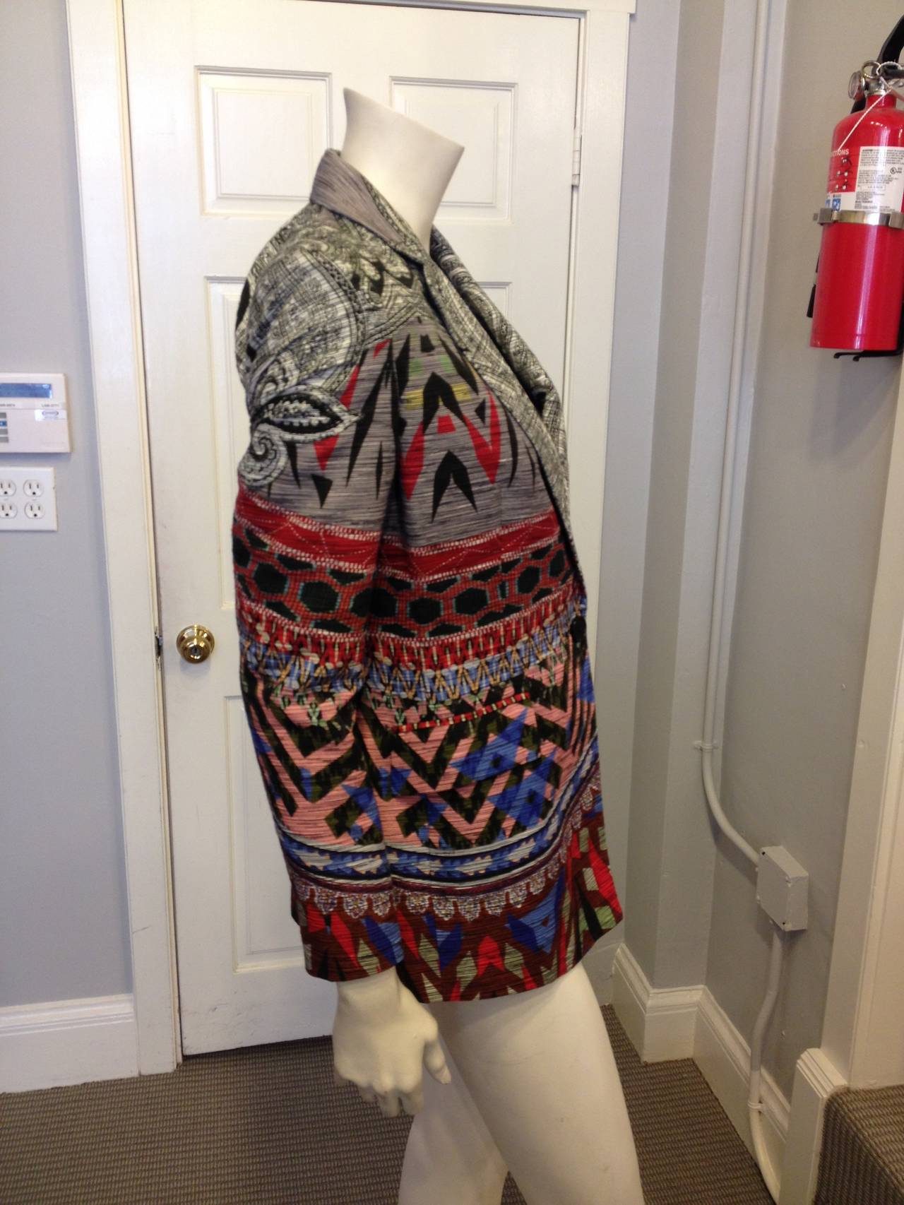 Etro Grey and Red Printed Blazer In Excellent Condition In San Francisco, CA