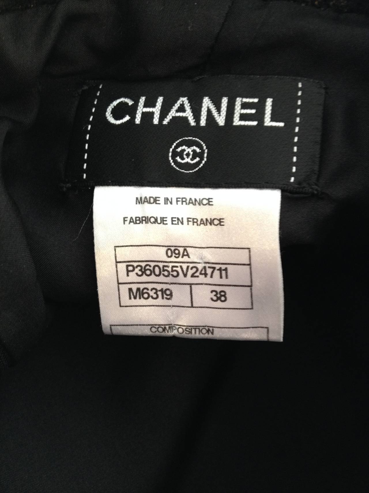 Chanel Black and Cream Striped Tweed Suit 4