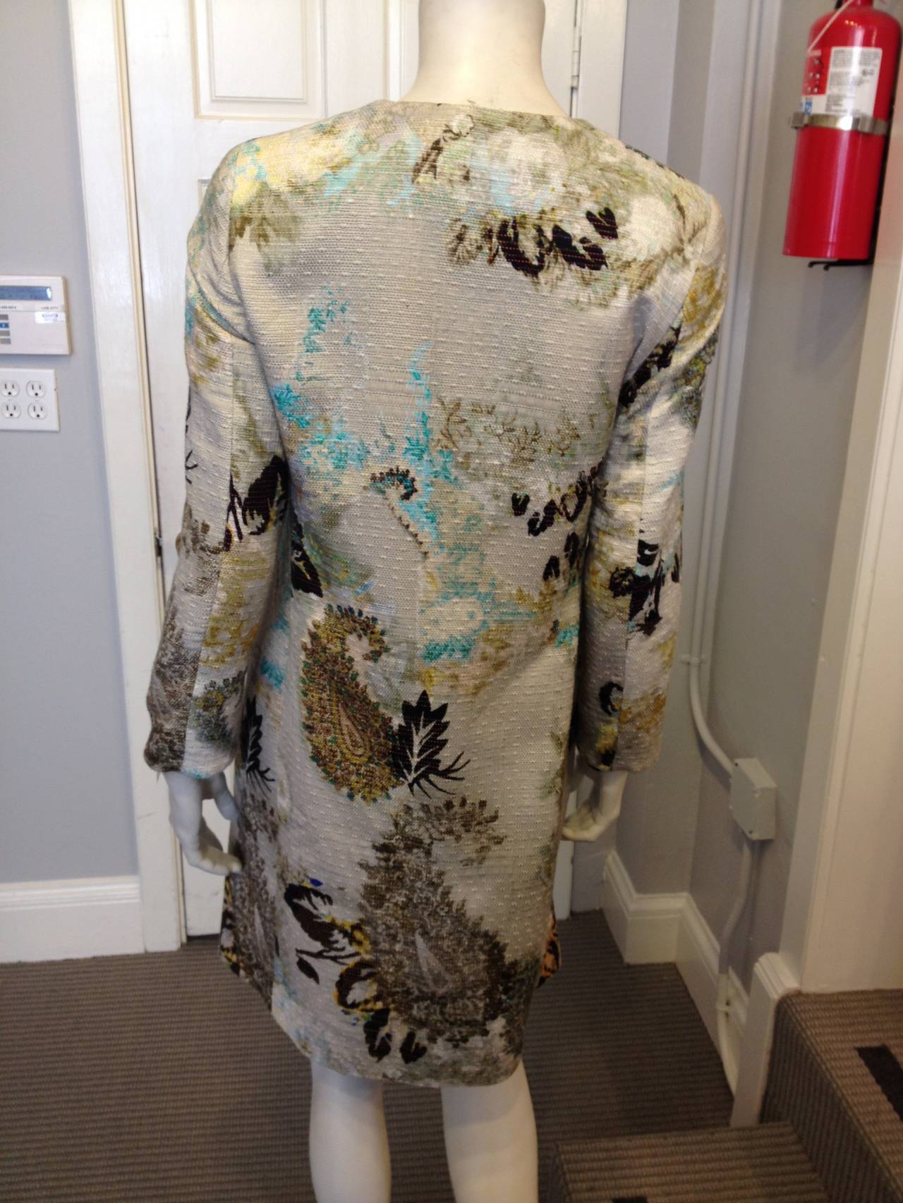 Women's Etro Ecru Coat with Green and Blue Floral