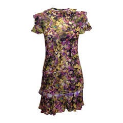 Roberto Cavalli Purple and Yellow Chiffon Floral Dress