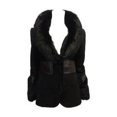 Gucci Black Suede and Fur Jacket
