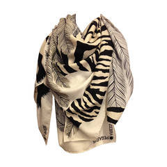 Hermes Black and White Zebra Scarf