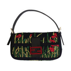 Fendi Black Baguette with Flowers