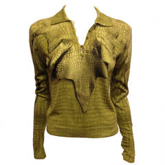 John Galliano Lime Green Reptile Print Sweater