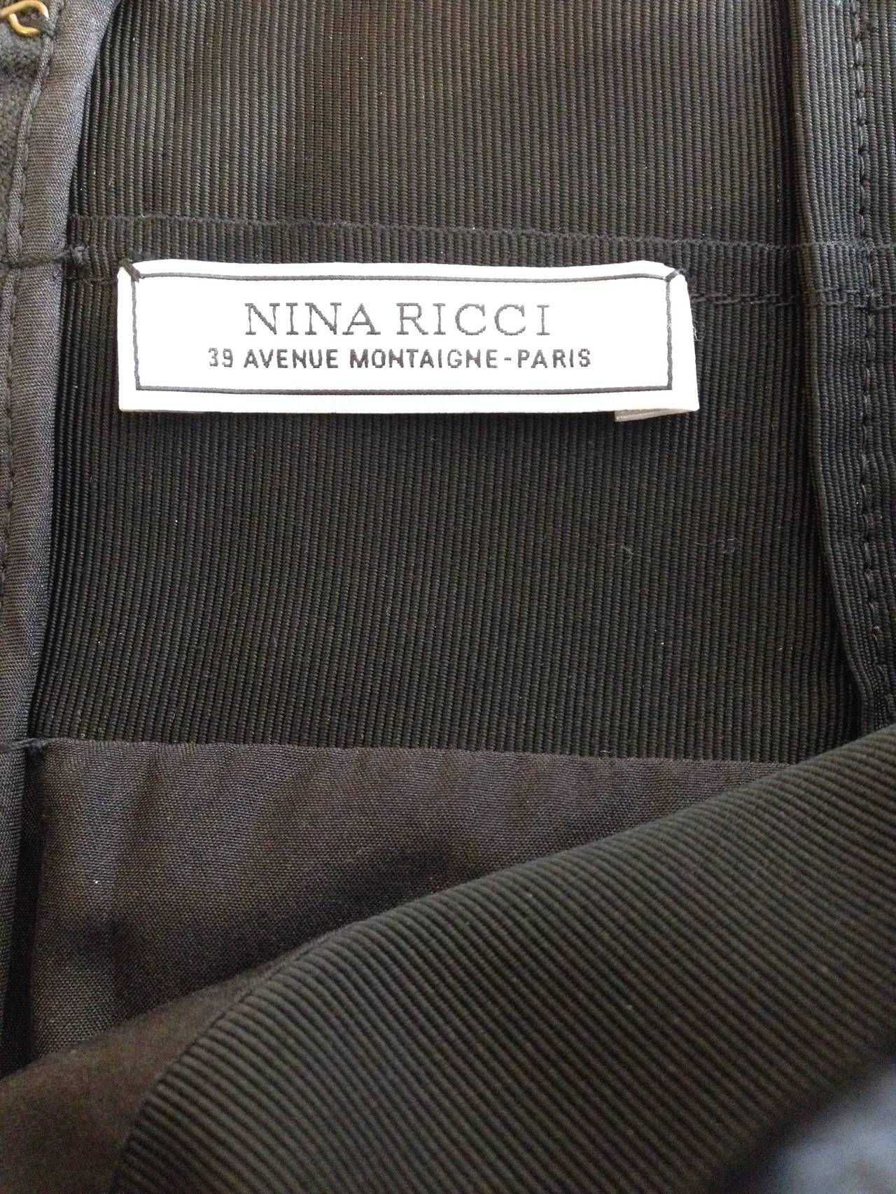 Nina Ricci Black and Navy Wool Sequined Skirt 2