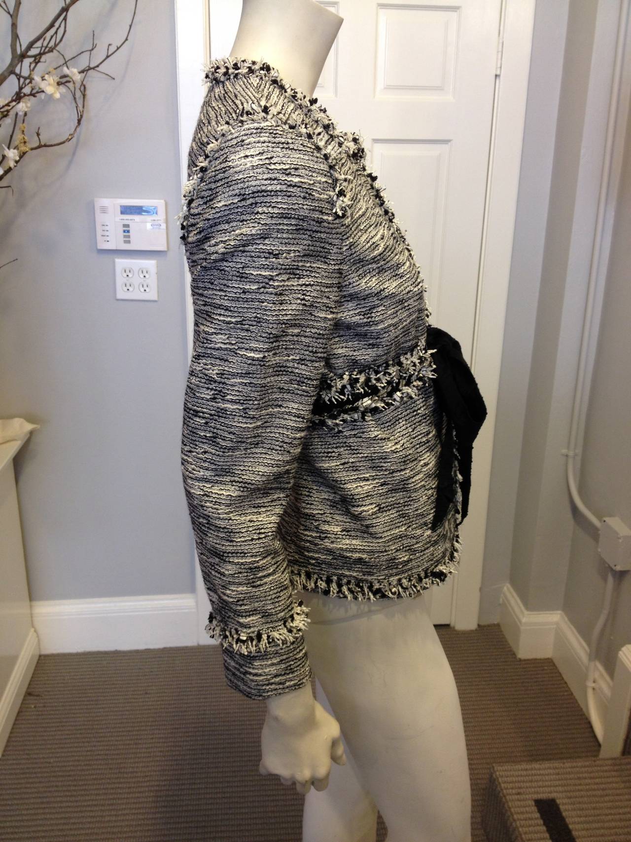 Carolina Herrera Black and White Tweed Jacket In Excellent Condition In San Francisco, CA