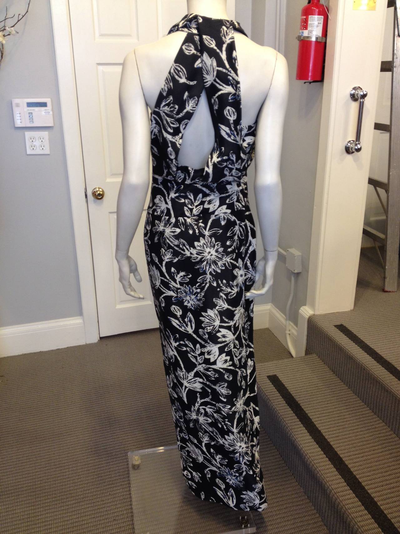 Women's Balenciaga Navy and White Floral Gown