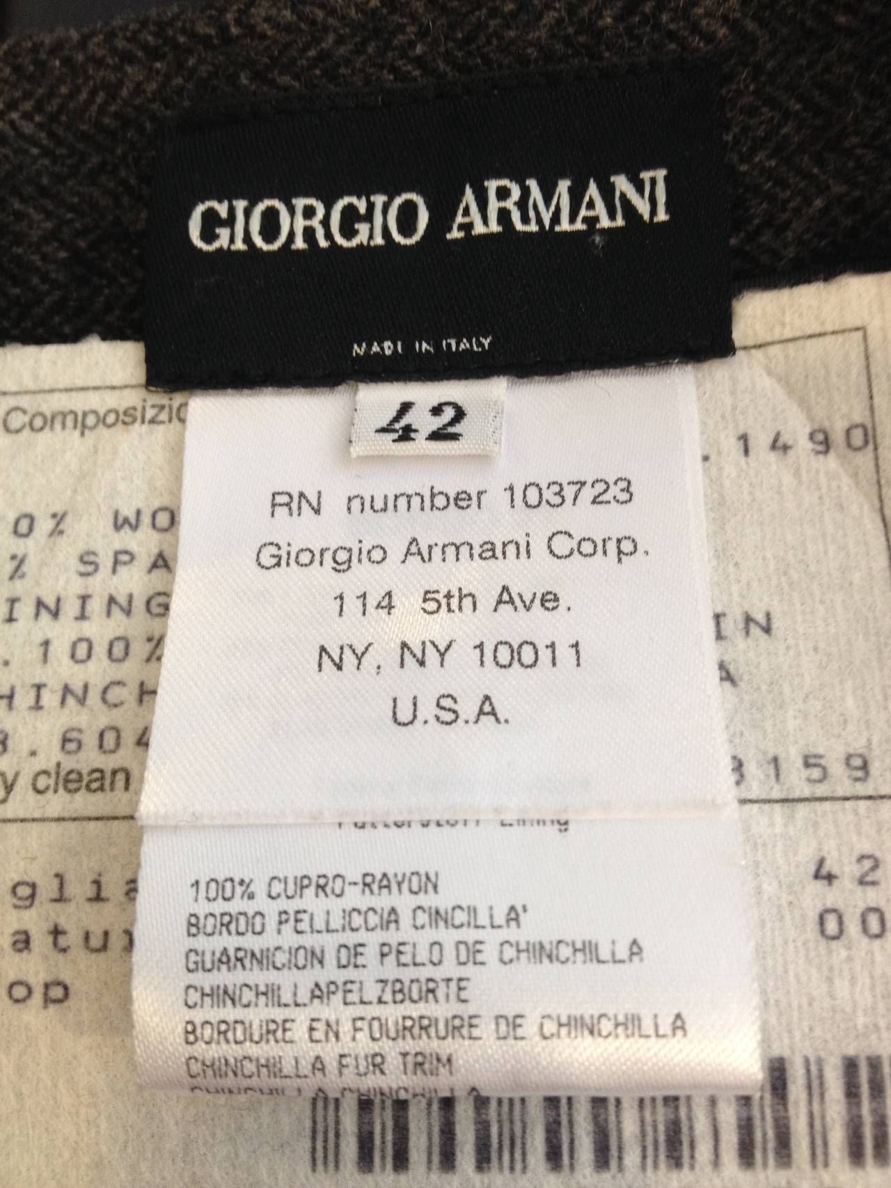 Giorgio Armani Charcoal Grey Suit with Chinchilla Trim 1