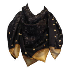 Louis Vuitton Black and Tan Silk Scarf