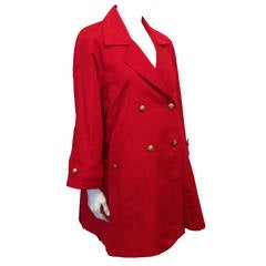 Chanel Vintage Red Silk Trapeze Coat