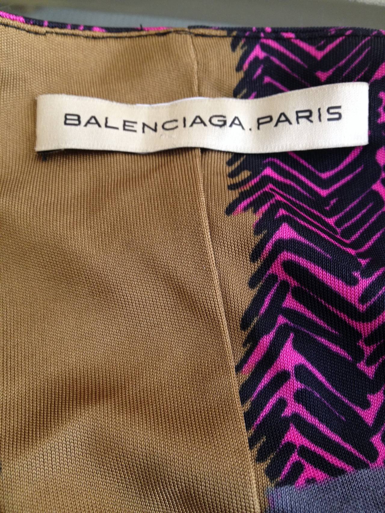 Women's Balenciaga Magenta and Mustard Printed Dress
