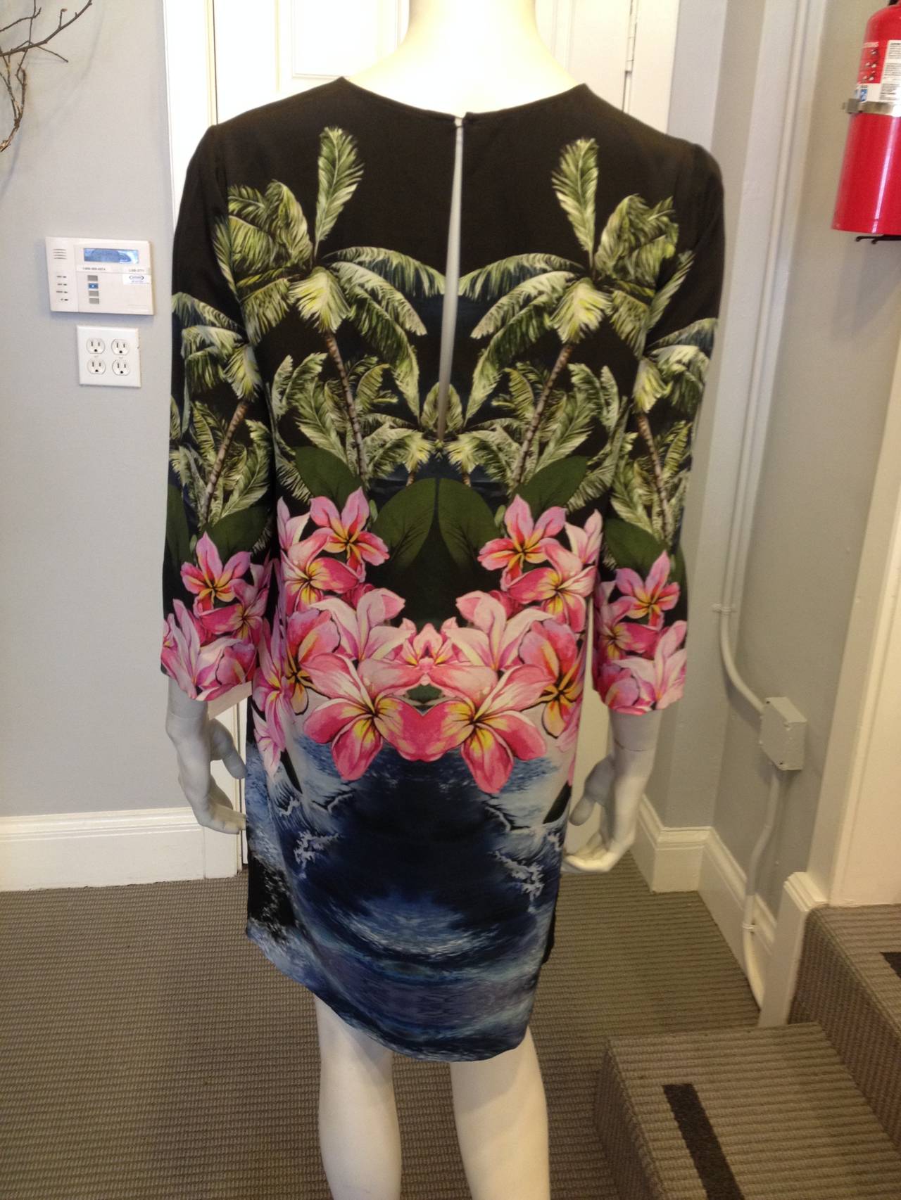 Stella McCartney Black and Pink Island Printed Dress In Excellent Condition In San Francisco, CA