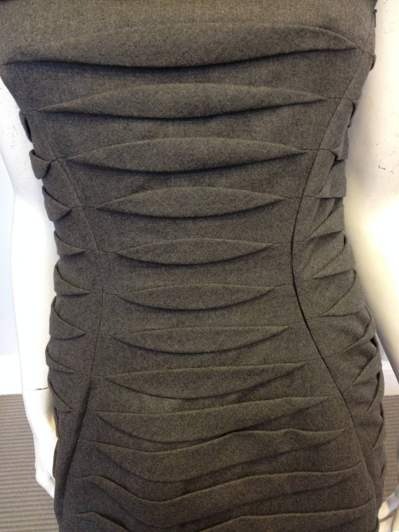 Jil Sander Slate Grey Pleated Wool Dress 2