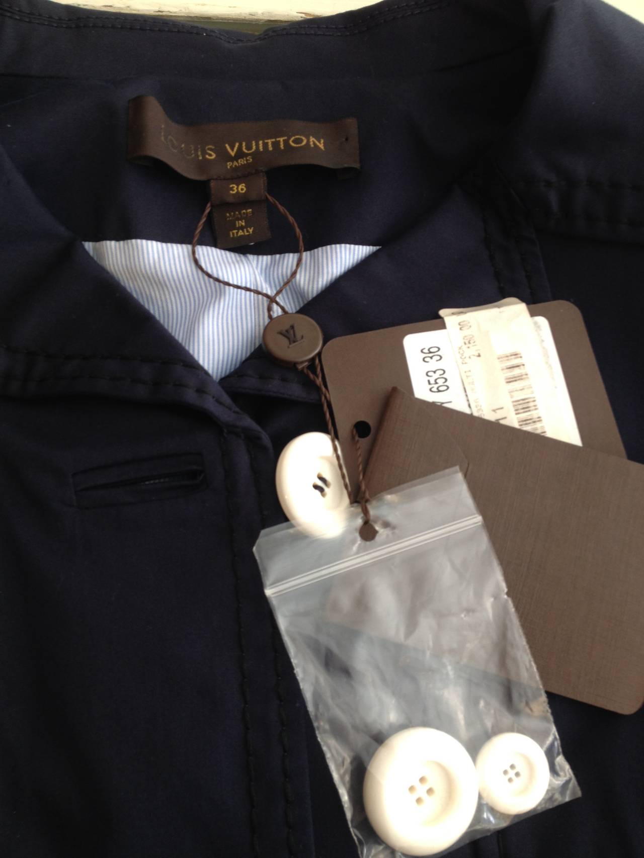 Black Louis Vuitton Navy Jacket with White Buttons