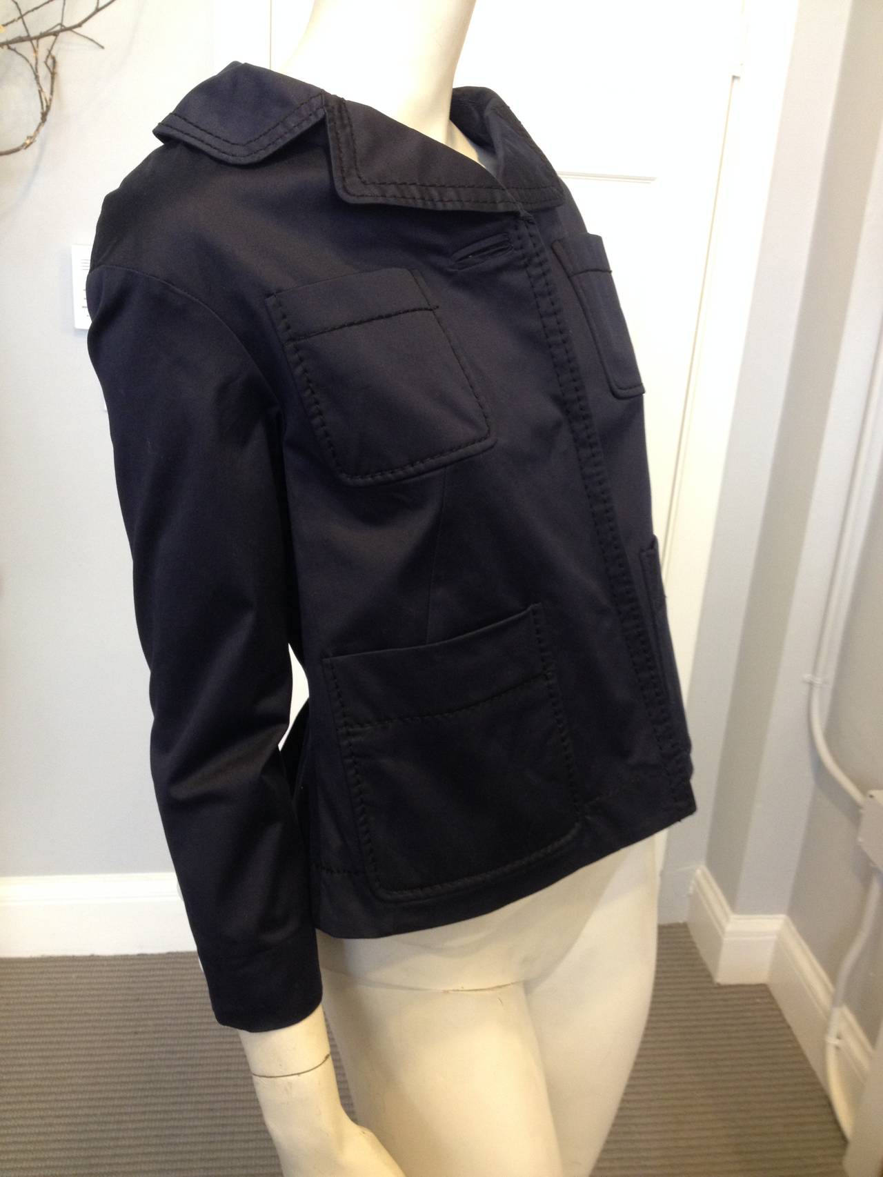 Women's Louis Vuitton Navy Jacket with White Buttons