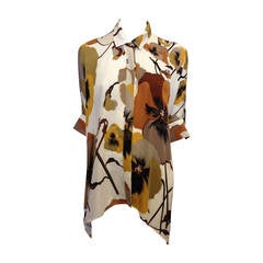 Gucci White and Brown Poppy Blouse