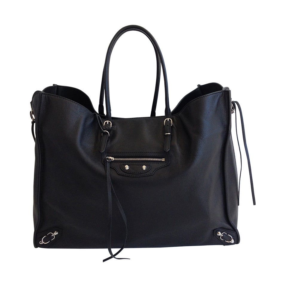 Balenciaga Black Leather Papier A4 Tote