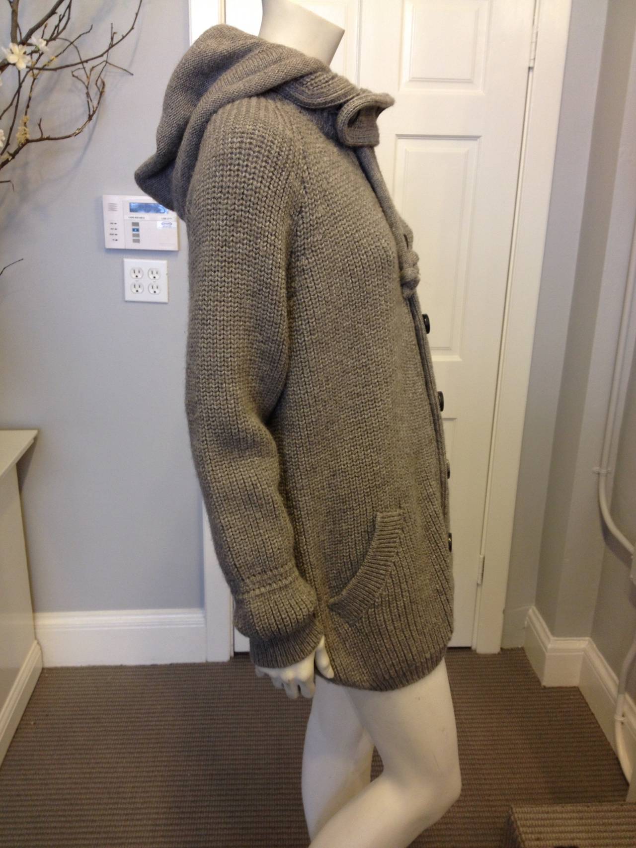 Balenciaga Heather Grey Hooded Sweater In Excellent Condition In San Francisco, CA