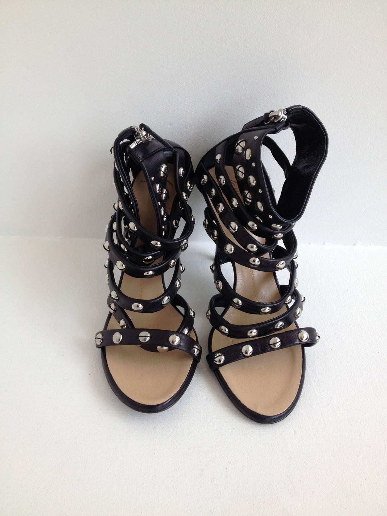 Giuseppe Zanotti Black Studded Strap Heels at 1stDibs