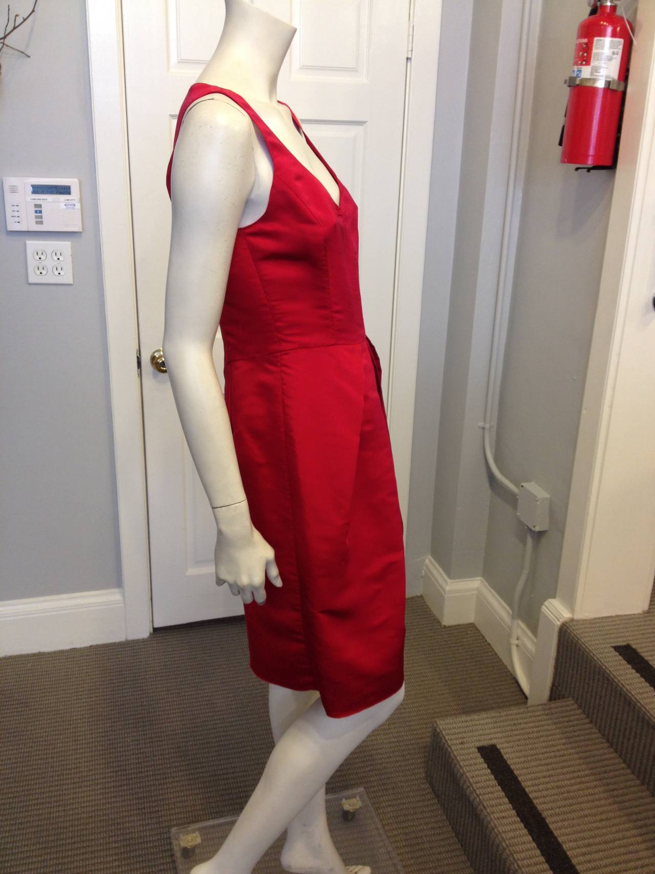 Oscar de la Renta Red Silk Twill Dress 1