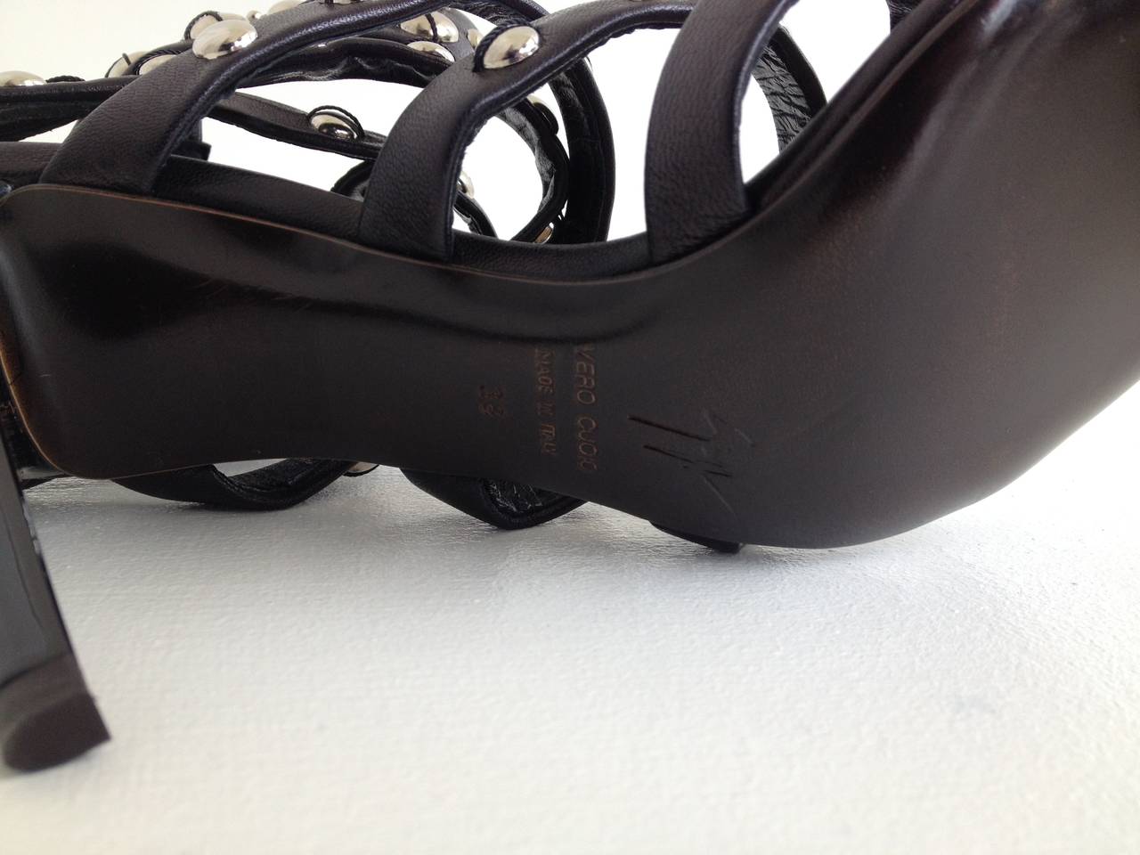 Giuseppe Zanotti Black Studded Strap Heels In New Condition In San Francisco, CA