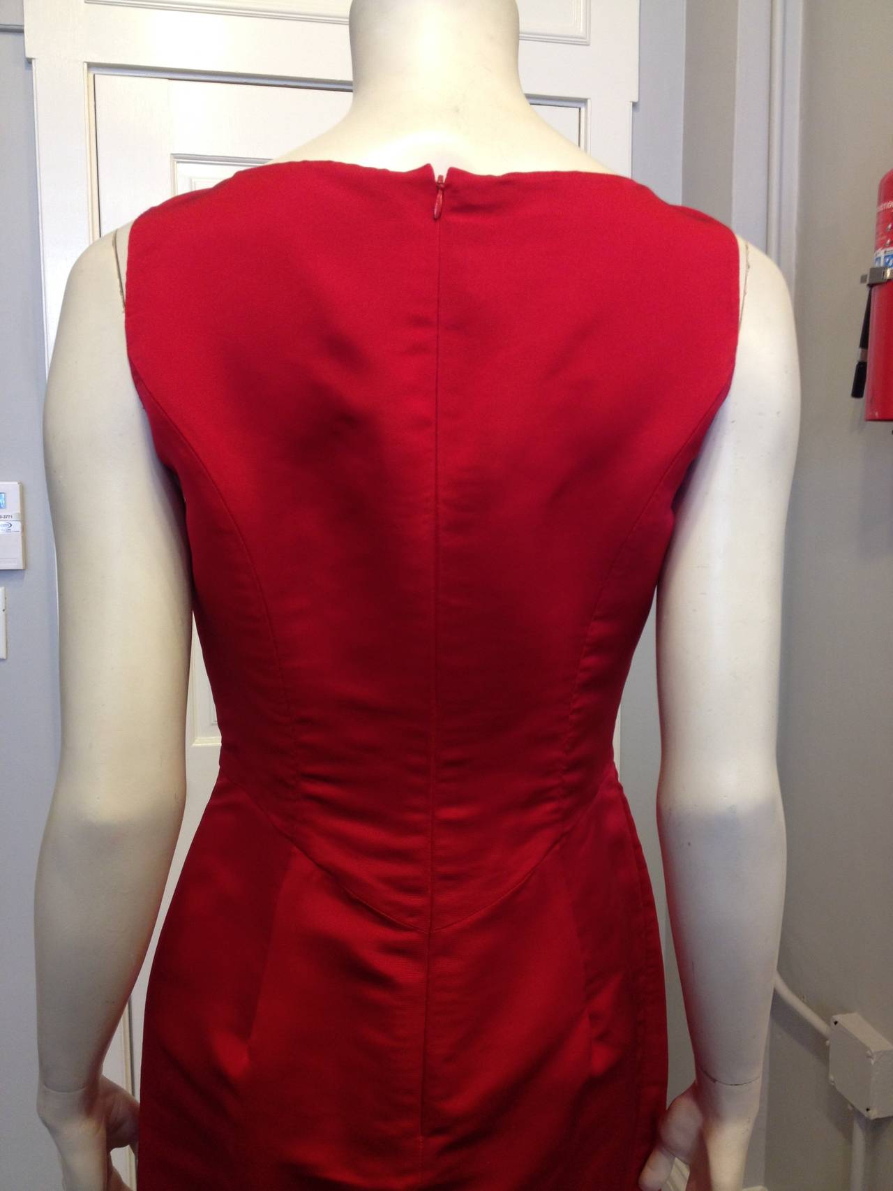 Women's Oscar de la Renta Red Silk Twill Dress