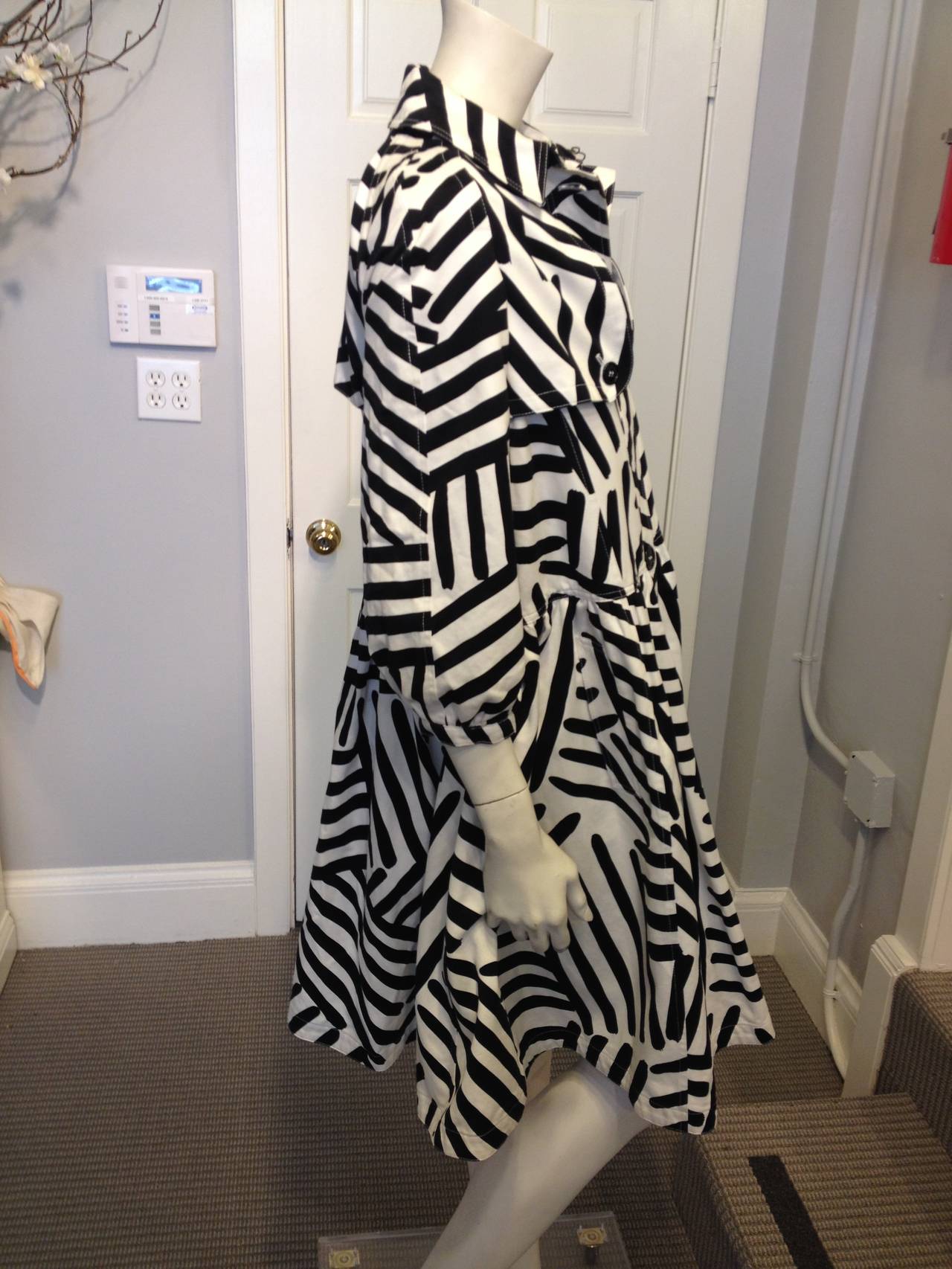 Women's Burberry Black and White Striped Trench Coat