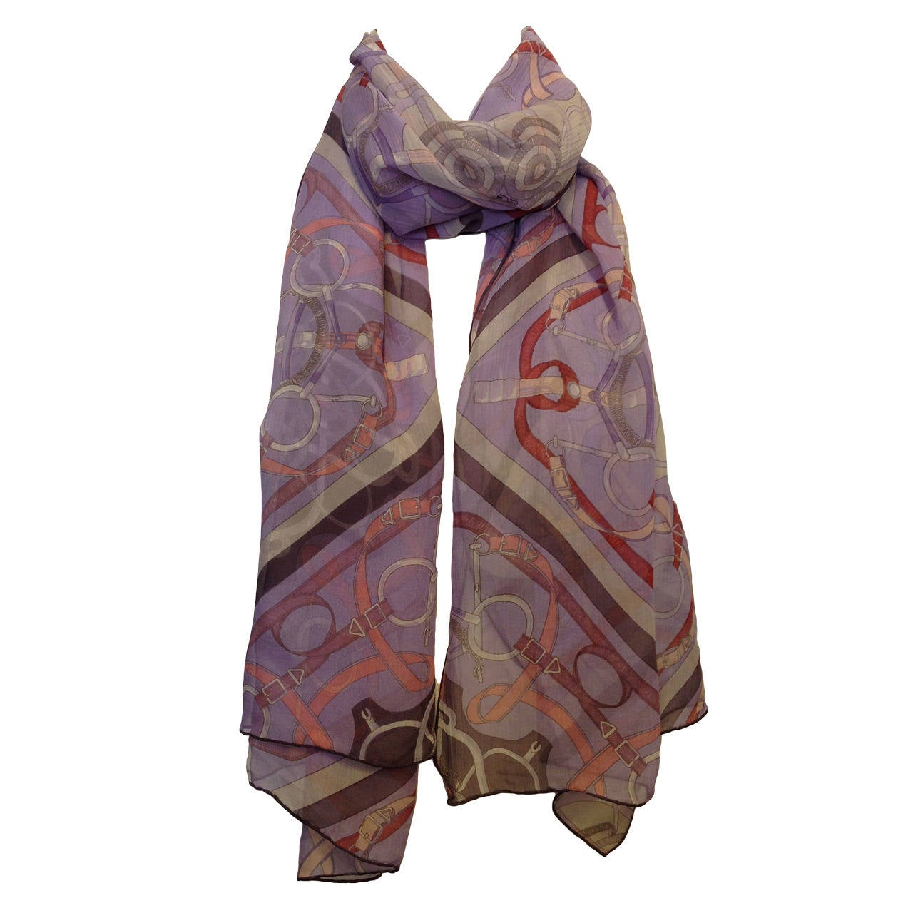 Hermes Lavender Eperon d'Or Chiffon Scarf