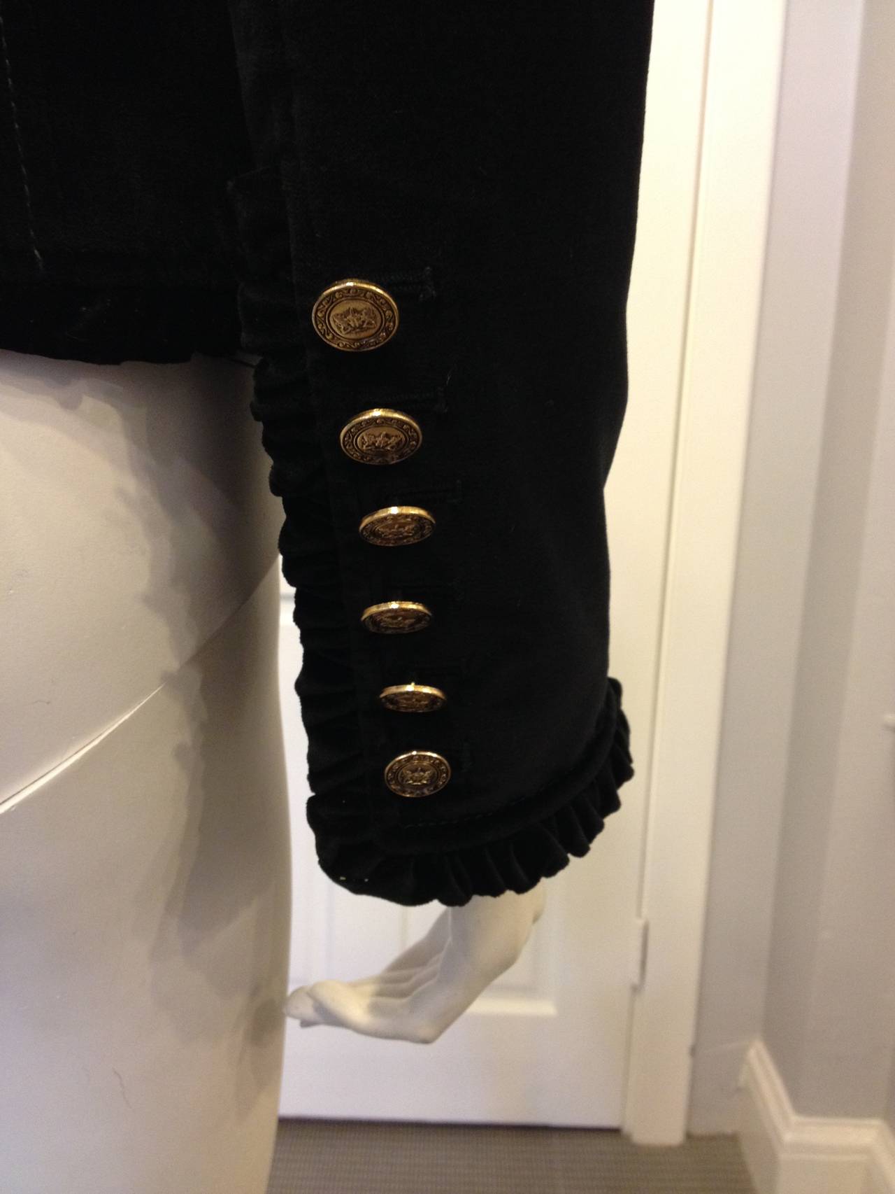 Dolce & Gabbana Black Velvet Jacket with Gold Buttons 1