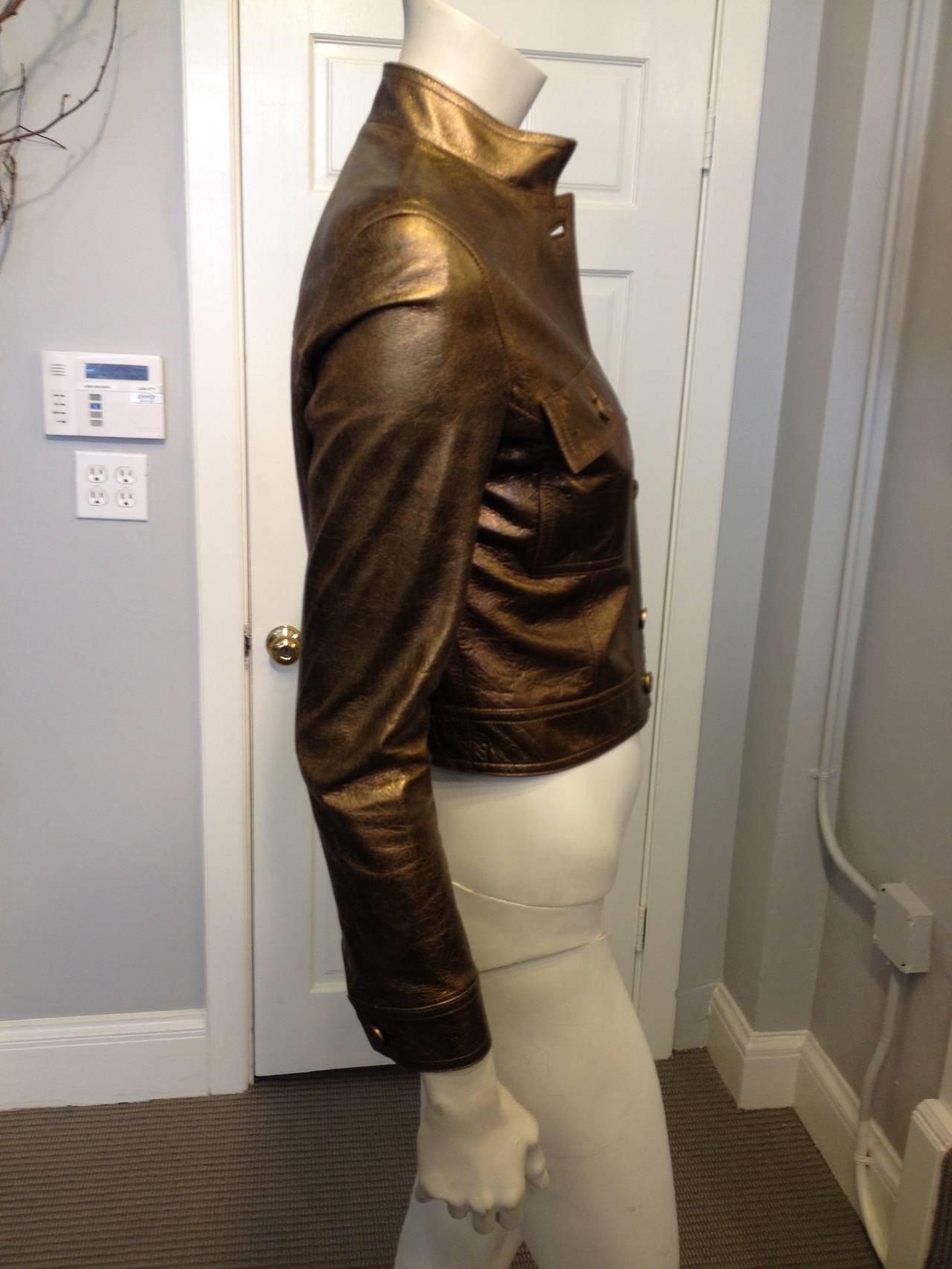 Celine Bronze Metallic Leather Jacket at 1stDibs bronze leather