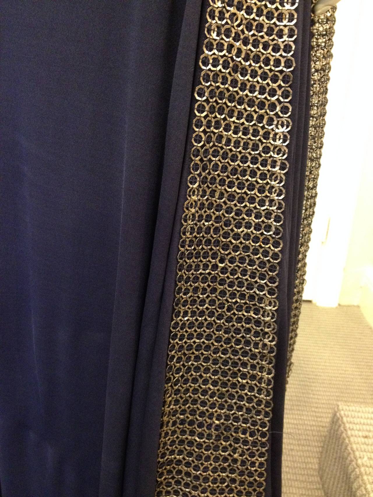 Roberto Cavalli Navy Gown with Silver Rings 1