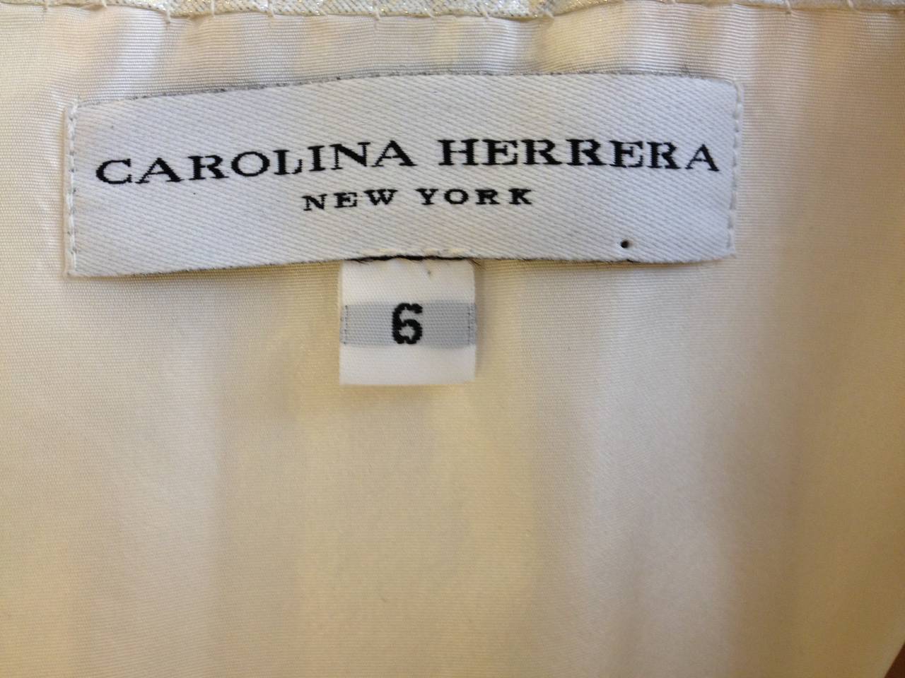 Carolina Herrera White Sparkly Strapless Dress 3