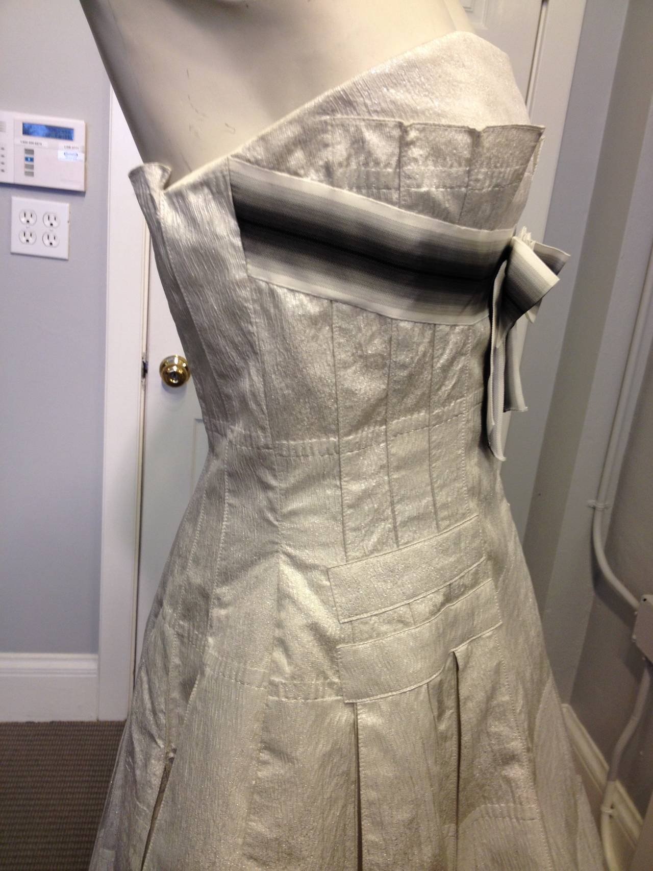 Carolina Herrera White Sparkly Strapless Dress 1