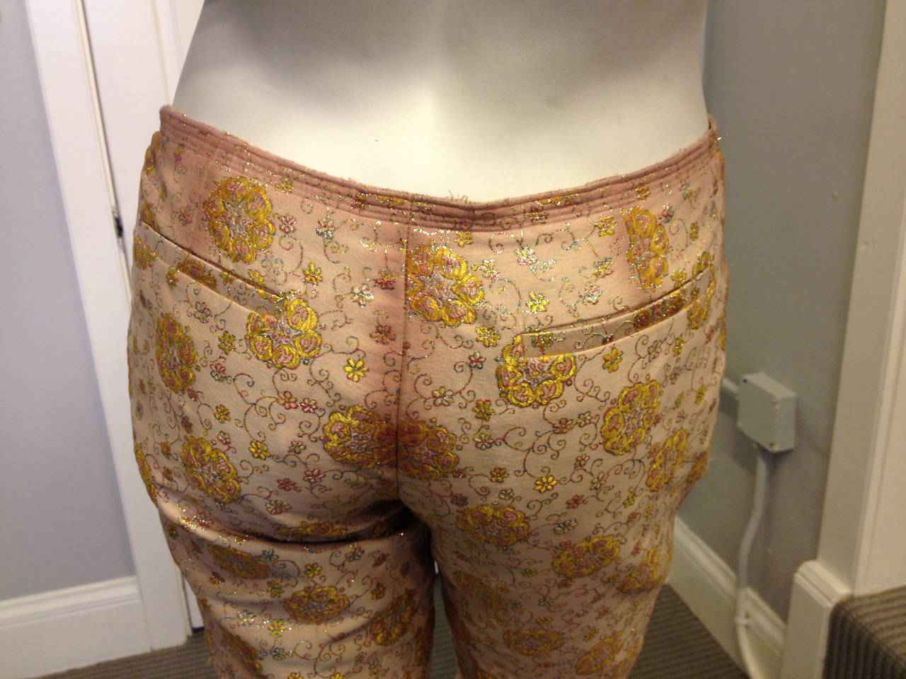 Women's Prada Blush and Gold Brocade Pant