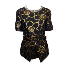 Marni Black and Gold Brocade Structured Blouse
