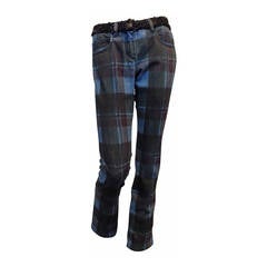 Chanel Blue and Red Plaid Jeans