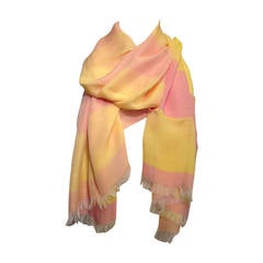 Hermes Pink and Yellow Striped Chiffon Scarf