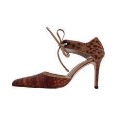 Manolo Blahnik Brown Alligator and Pony Heels