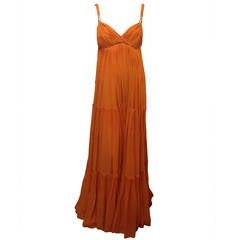 Gucci Orange Chiffon Tiered Gown