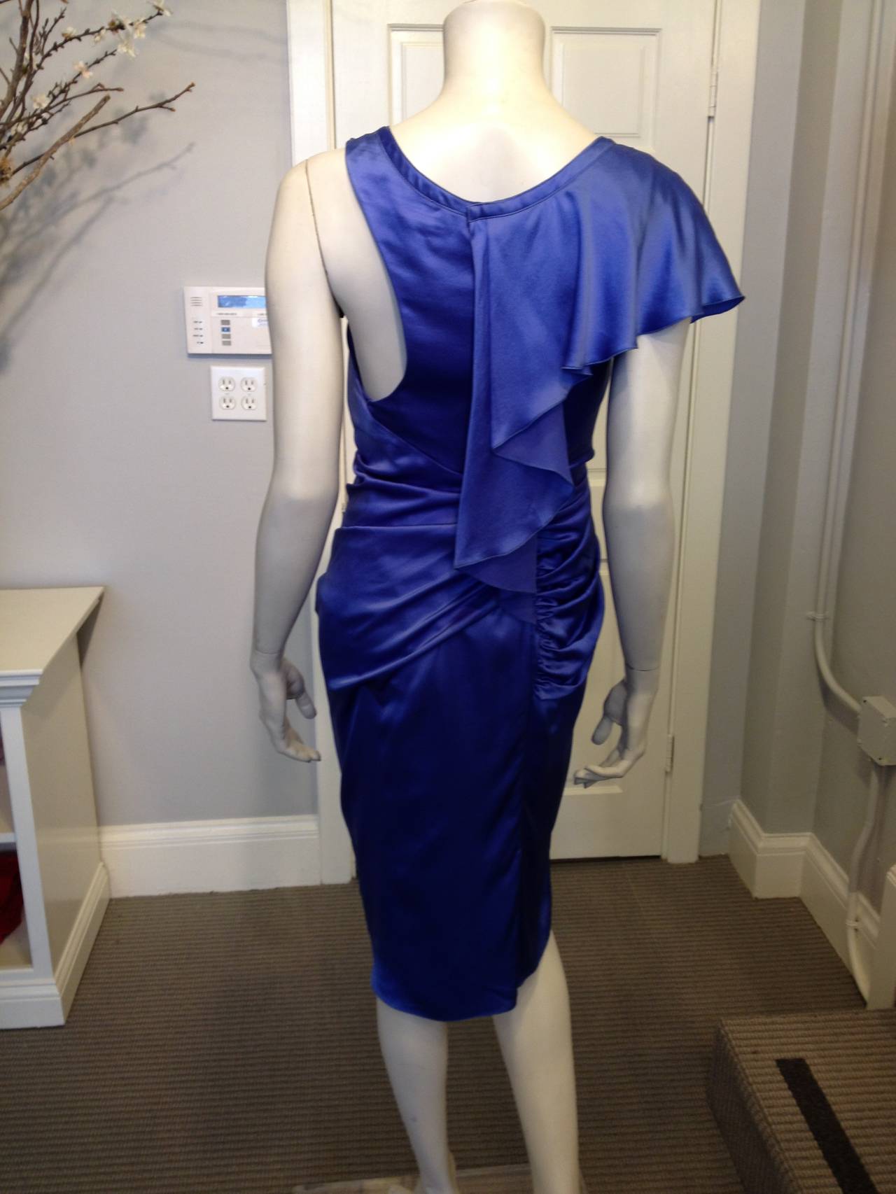 Purple Versace Periwinkle Blue Ruched Dress