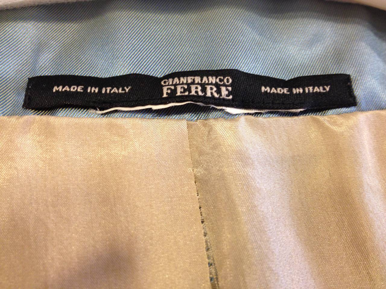 Gianfranco Ferre Blue Iridescent Ruched Jacket 1