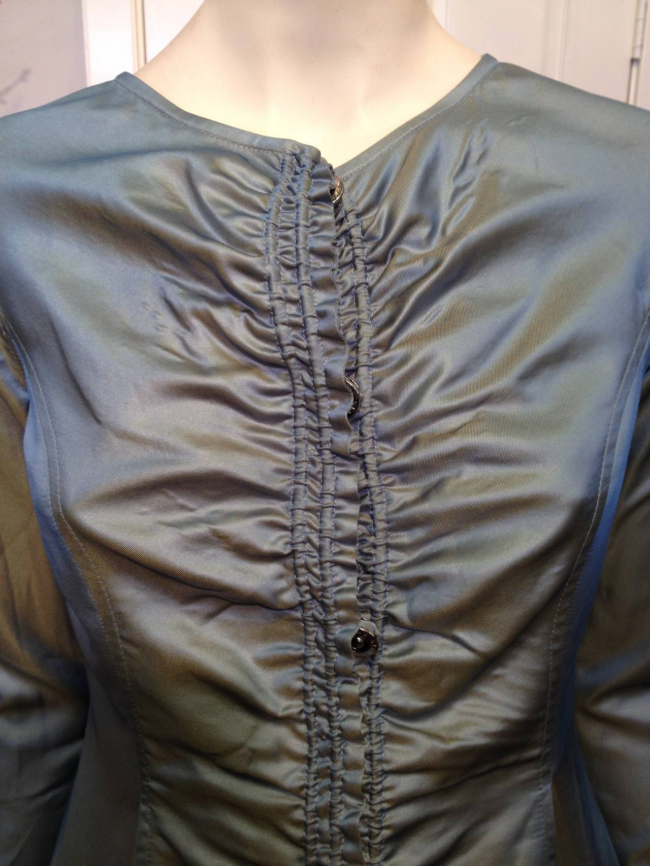 Women's Gianfranco Ferre Blue Iridescent Ruched Jacket
