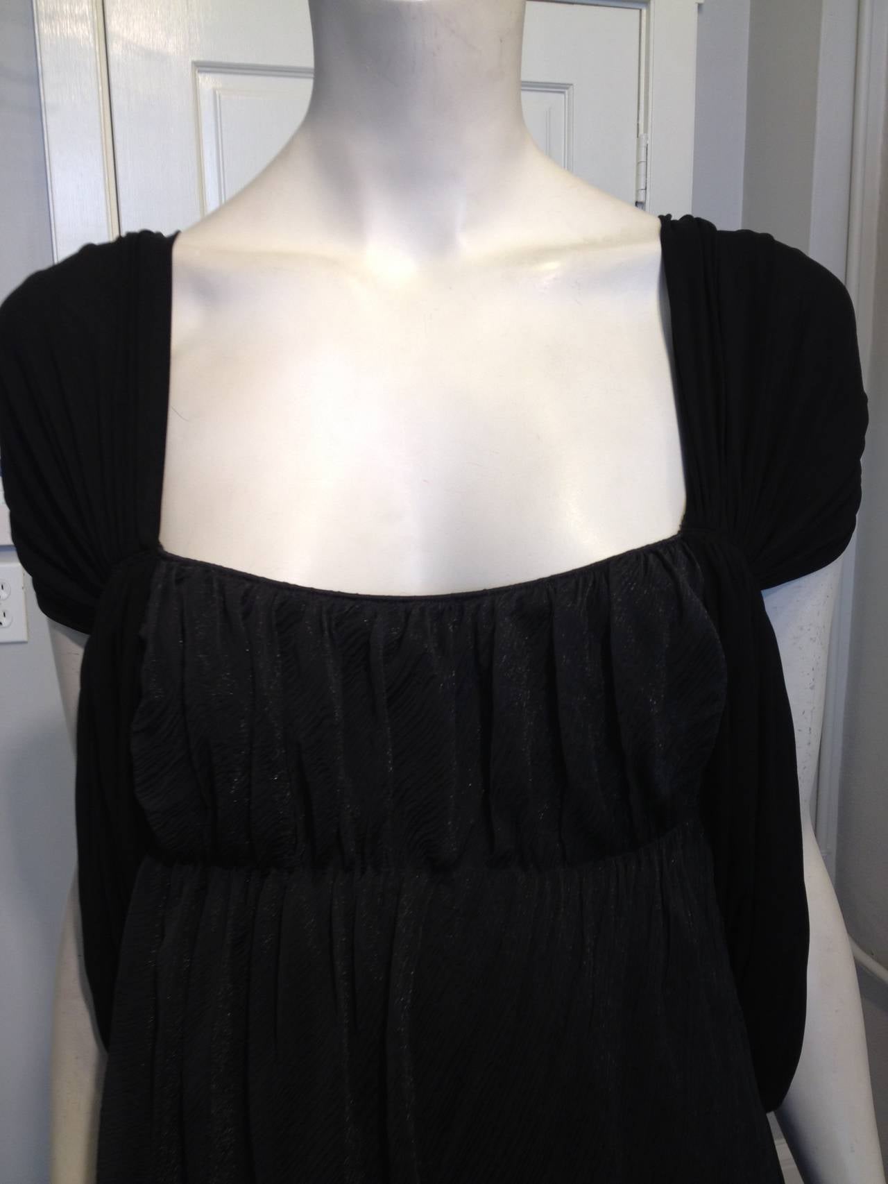 Donna Karan Black Top with Chiffon Layer In Excellent Condition In San Francisco, CA